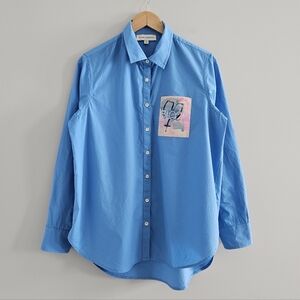 Kerri Rosenthal Button Down Shirt Women’s M Cotton Bloom Oversized Art-to-Wear